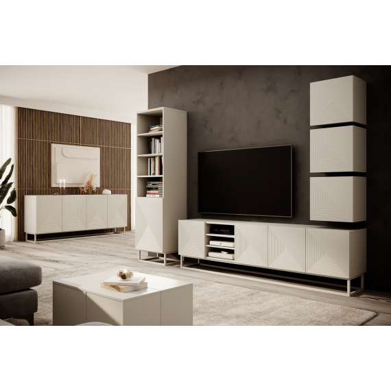 Tv-benk Asha 200x56 cm - cashmere - 5 dører