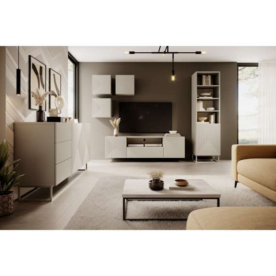 Tv-benk Asha 200x56 cm - cashmere - 5 dører