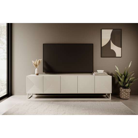 Tv-benk Asha 200x56 cm - cashmere - 5 dører