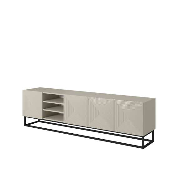 Tv-benk Asha 200x56 cm - cashmere - 4 dører - hyller