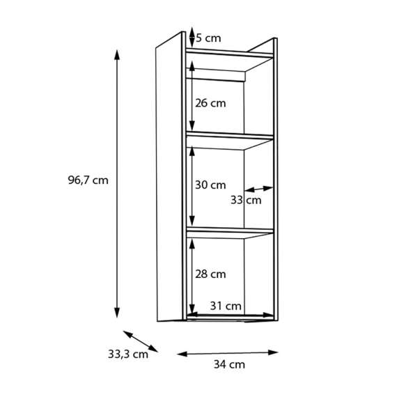 Hengende reol Wenua 34x97 cm - eik