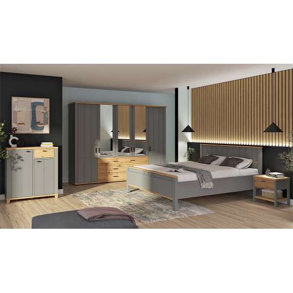 Seng Hygge - 180x200 cm - grå - eik artisan