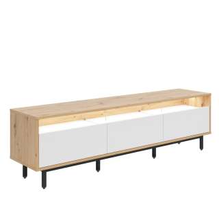 Tv-benk Gap - 190x55 cm - 3 skuffer - eik artisan - hvit matt