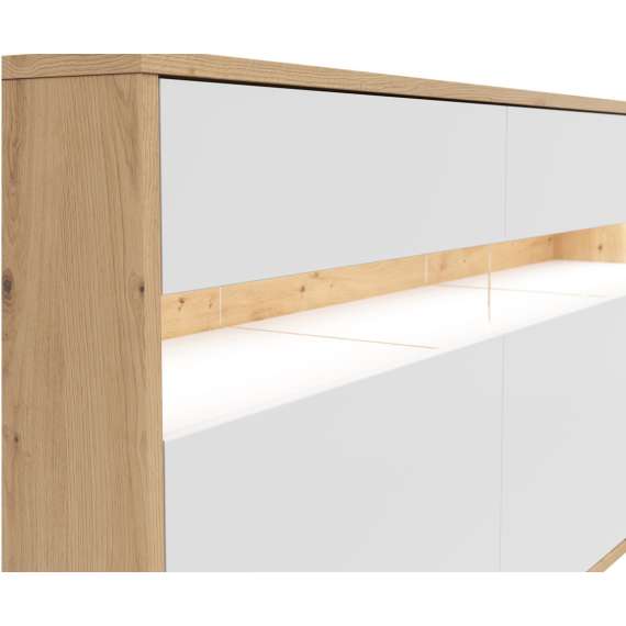 Skjenk Gap - 190x85 cm - 3 dører - 3 skuffer - eik artisan - hvit matt