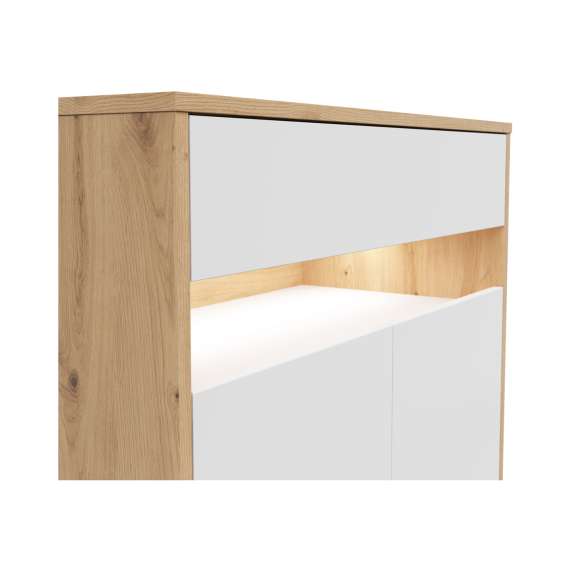 Skjenk Gap - 90x108 cm - 2 dører - 1 skuff - eik artisan - hvit matt