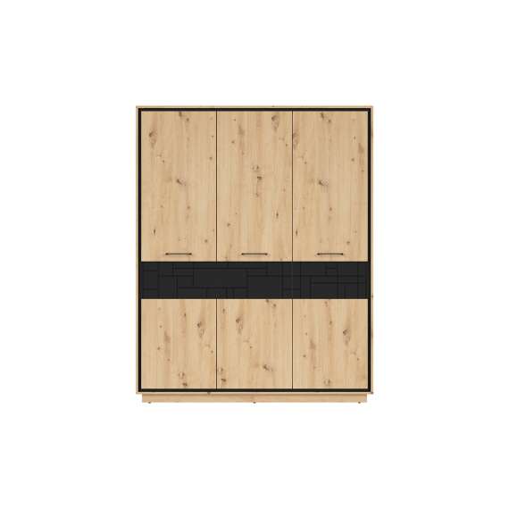 Garderobeskap Pont 160x200 cm - 3 dører - Eik - Svart matt