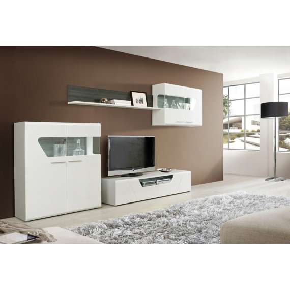 Tv-benk Kando 160x36 cm - Hvit høyglans