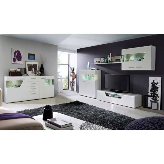 Tv-benk Kando 160x36 cm - Hvit høyglans