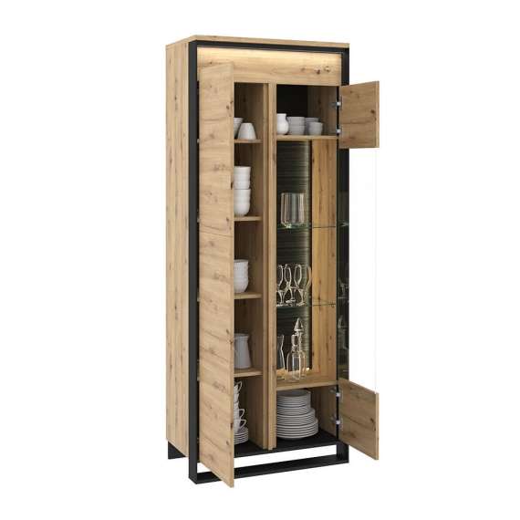 Vitrineskap Quant 76x196 cm - Trelook - LED belysning