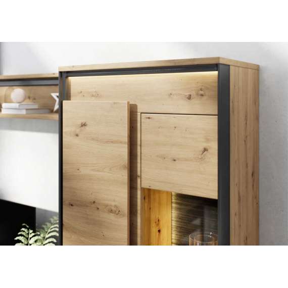 Vitrineskap Quant 76x196 cm - Trelook - LED belysning