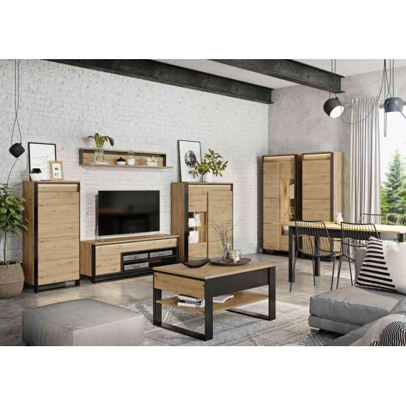 Skjenk Quant 130x90 cm - Trelook - LED belysning