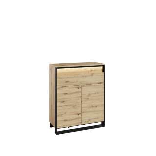 Skoskap Quant 92x113 cm - eik og sort - med 2 skuffer