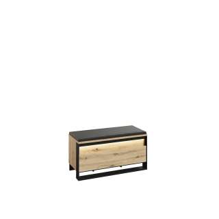 Skobenk Quant 92x49 cm - eik og sort - med sittepute