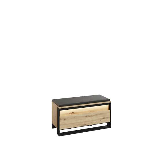 Skobenk Quant 92x49 cm - eik og sort - med sittepute