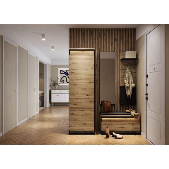 Speil Quant 40x134 cm - sort ramme