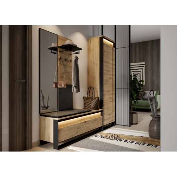 Speil Quant 40x134 cm - sort ramme