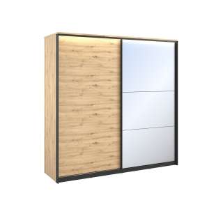 Garderobeskap Quant 220x221 cm - eik og sort - skyvedører
