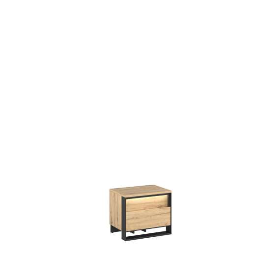 Nattbord Quant 55x48 cm - eik og sort - med 2 skuffer