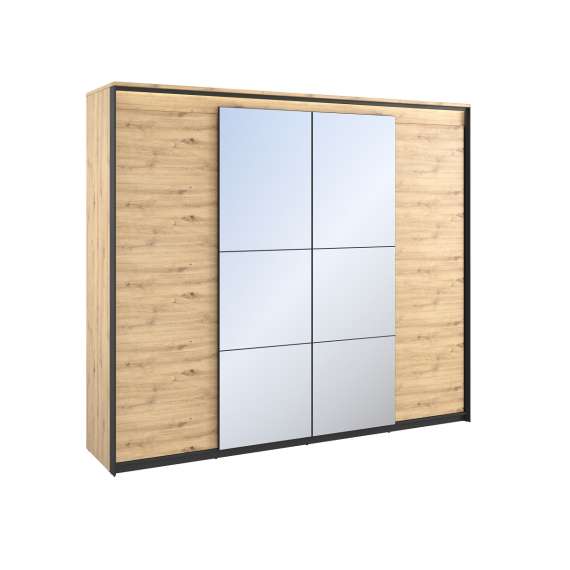 Garderobeskap Quant 250x221 cm - eik og sort - 4 dører