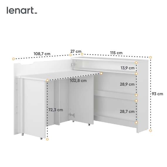 Work Concept skrivebord 115 cm - Sammenleggbart skrivebord - hvit matt