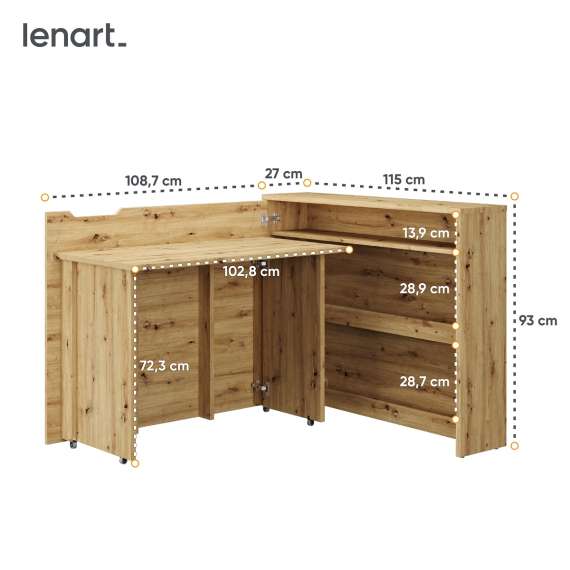 Work Concept skrivebord 115/136 cm - Sammenleggbart skrivebord - Trelook
