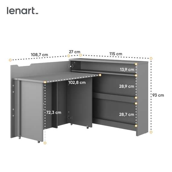 Work Concept skrivebord 115 cm - Sammenleggbart skrivebord - Grå