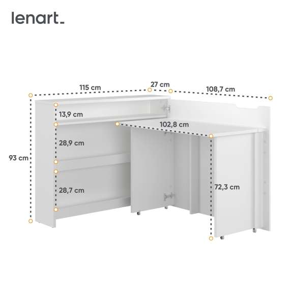 Skrivebord Work Concept 115 cm - Sammenleggbart skrivebord - Hvit matt