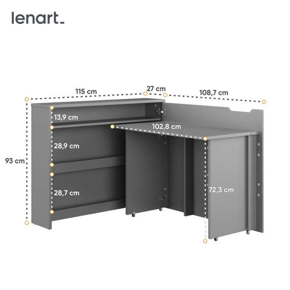 Skrivebord Work Concept 115 cm - Sammenleggbart skrivebord - Grå matt