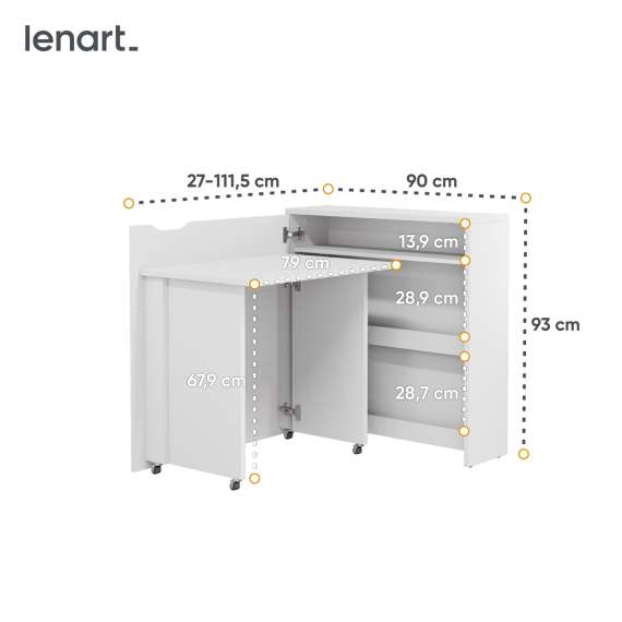 Work Concept Slim skrivebord 90 cm - sammenleggbart - hvit matt