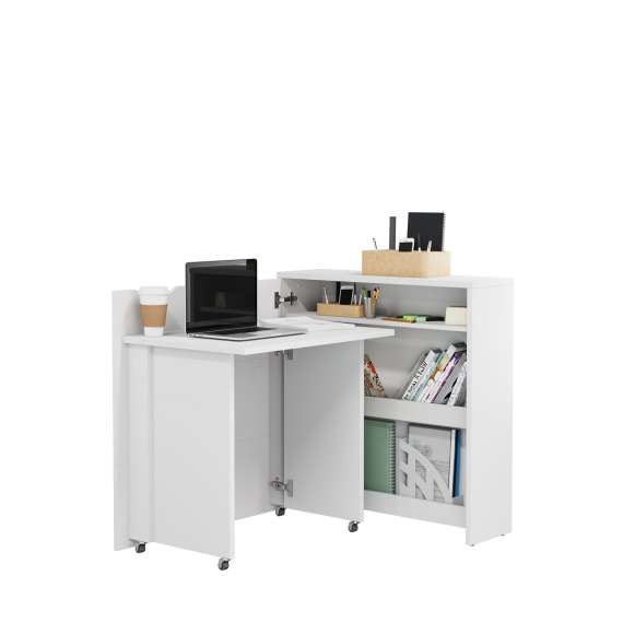 Work Concept Slim skrivebord 90 cm - sammenleggbart - hvit glans