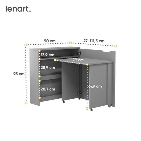 Work Concept Slim skrivebord 90 cm - sammenleggbart - grå matt