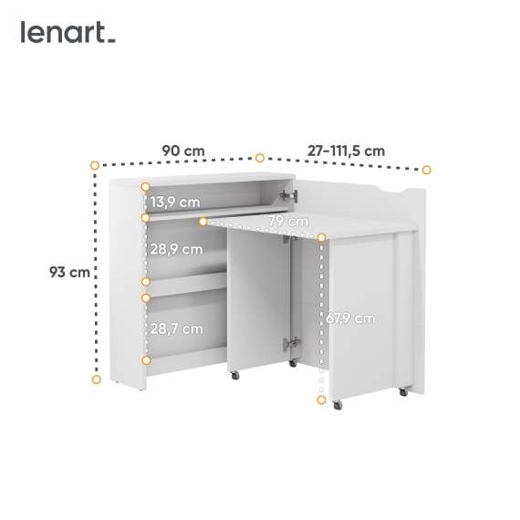 Work Concept Slim skrivebord 90 cm - sammenleggbart - hvit matt