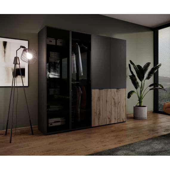 Garderobeskap Sandbox 101x200 cm - eik og sort - 2 dører