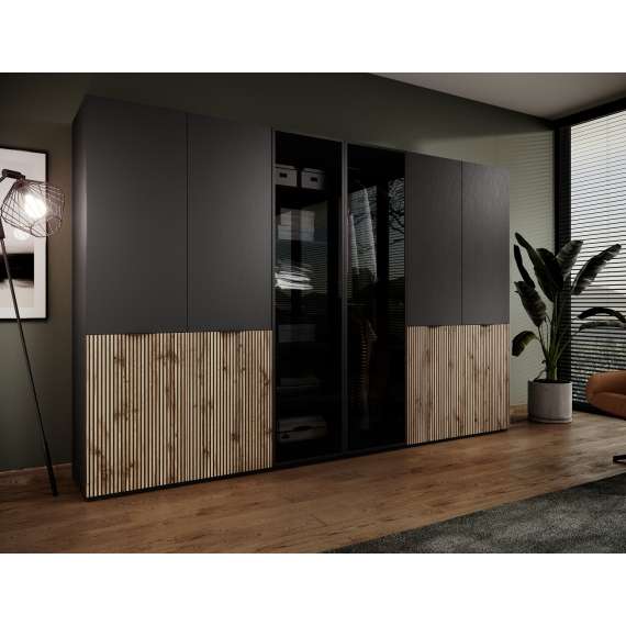 Garderobeskap Sandbox 101x200 cm - eik og sort - 2 dører