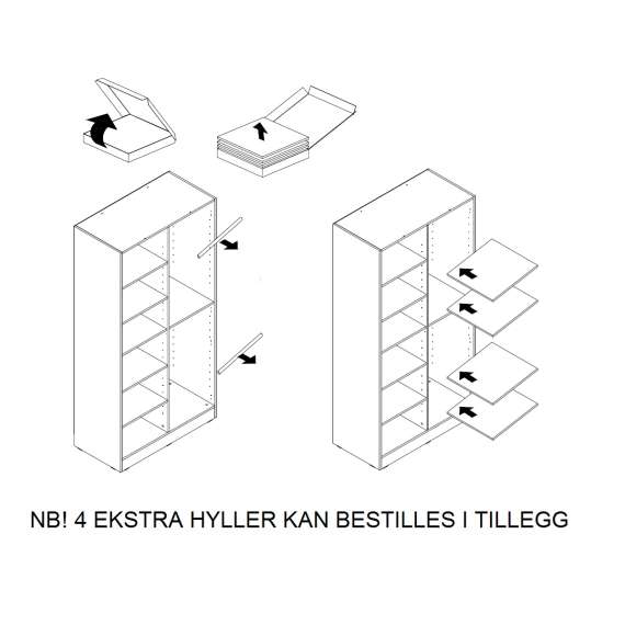 Garderobeskap Sandbox 101x200 cm - eik og sort - 2 dører
