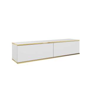 Tv-benk Oro 135x30 cm - Vegghengt - 2 dører - hvit matt