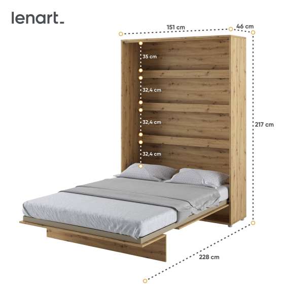 Skapseng Bed Concept 140 x 200 - vertikal - eik