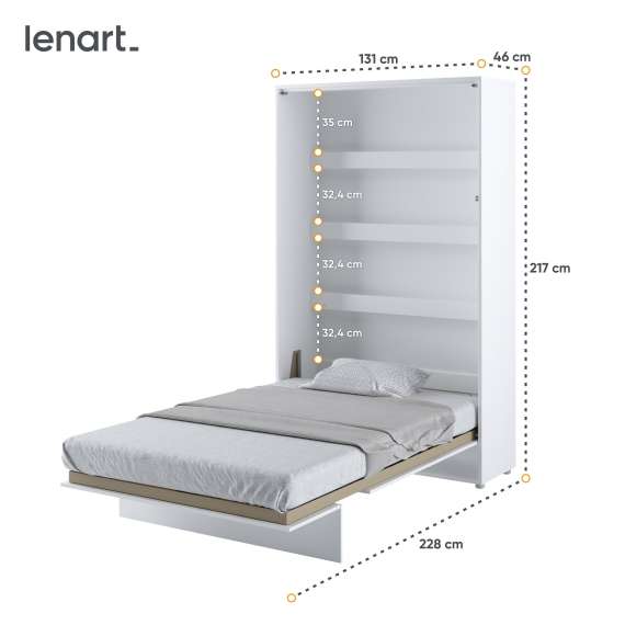 Skapseng Bed Concept 120 x 200 - vertikal - hvit matt