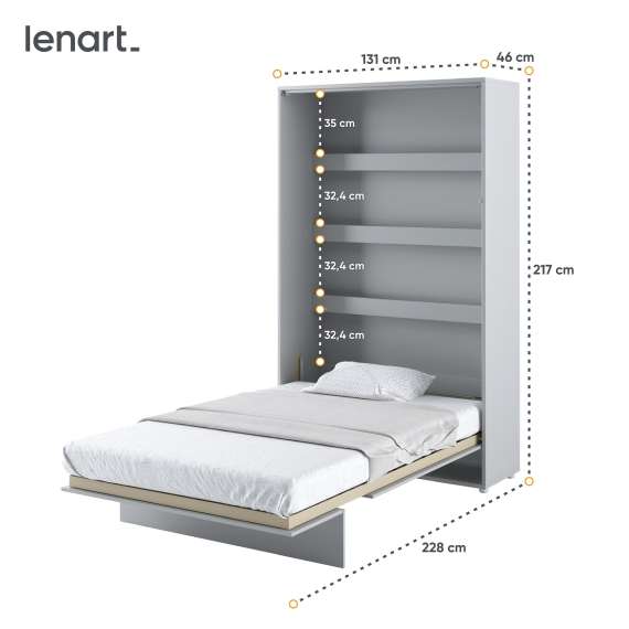 Skapseng Bed Concept 120 x 200 - vertikal - grå matt