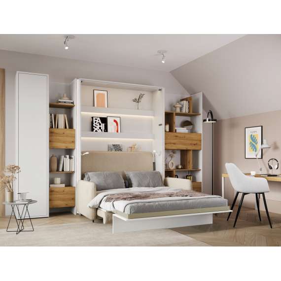 Skapseng Bed Concept 90 x 200 - vertikal - hvit høyglans