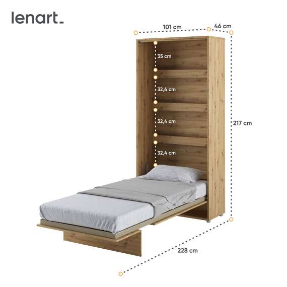 Skapseng Bed Concept 90 x 200 - vertikal - eik