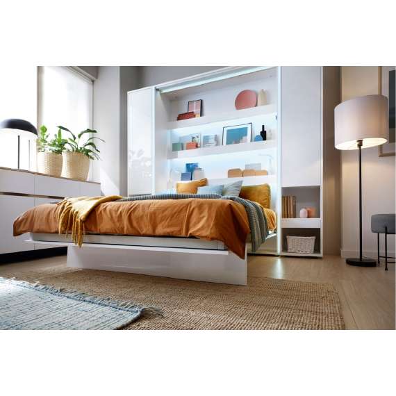 Skapseng Bed Concept 160 x 200 - vertikal - hvit høyglans