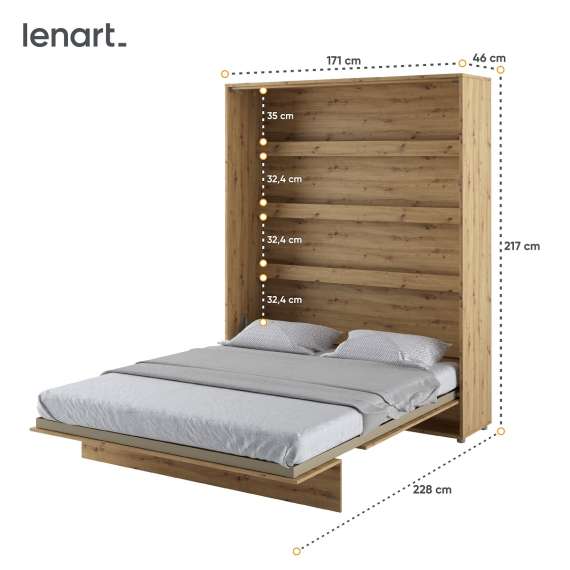 Skapseng Bed Concept 160 x 200 - vertikal - eik