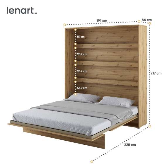 Skapseng Bed Concept 180 x 200 - vertikal - eik