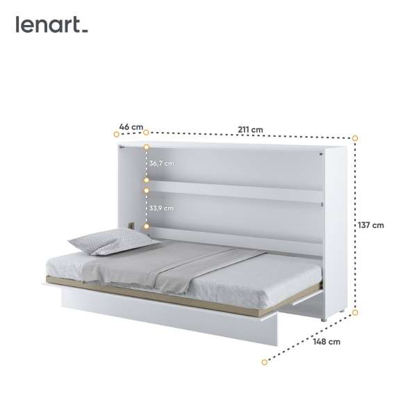 Skapseng Bed Concept 120 x 200 - horisontal - hvit matt