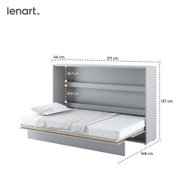 Skapseng Bed Concept 120x200 - horisontal - grå matt