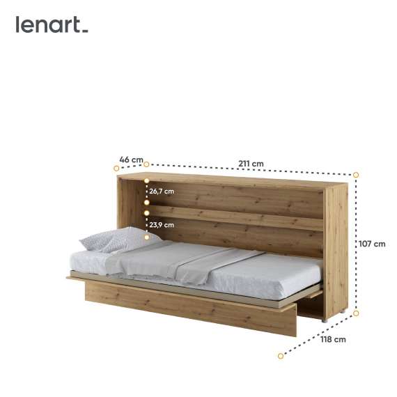 Skapseng Bed Concept 90 x 200 - horisontal - eik