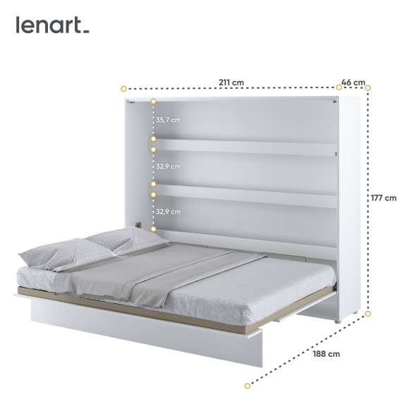 Skapseng Bed Concept 160x200 - horisontal - hvit matt