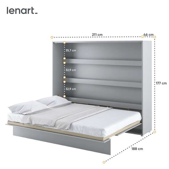 Skapseng Bed Concept 160x200 - horisontal - grå matt