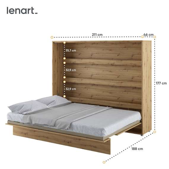 Skapseng Bed Concept 160x200 - horisontal - eik